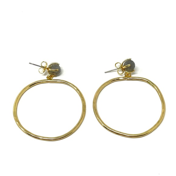 New Free People Labradorite Stone Hoop Earrings - Picture 2 of 3